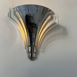 Art Deco modernist wall lamp, chrome and sandblasted glass, France 1930