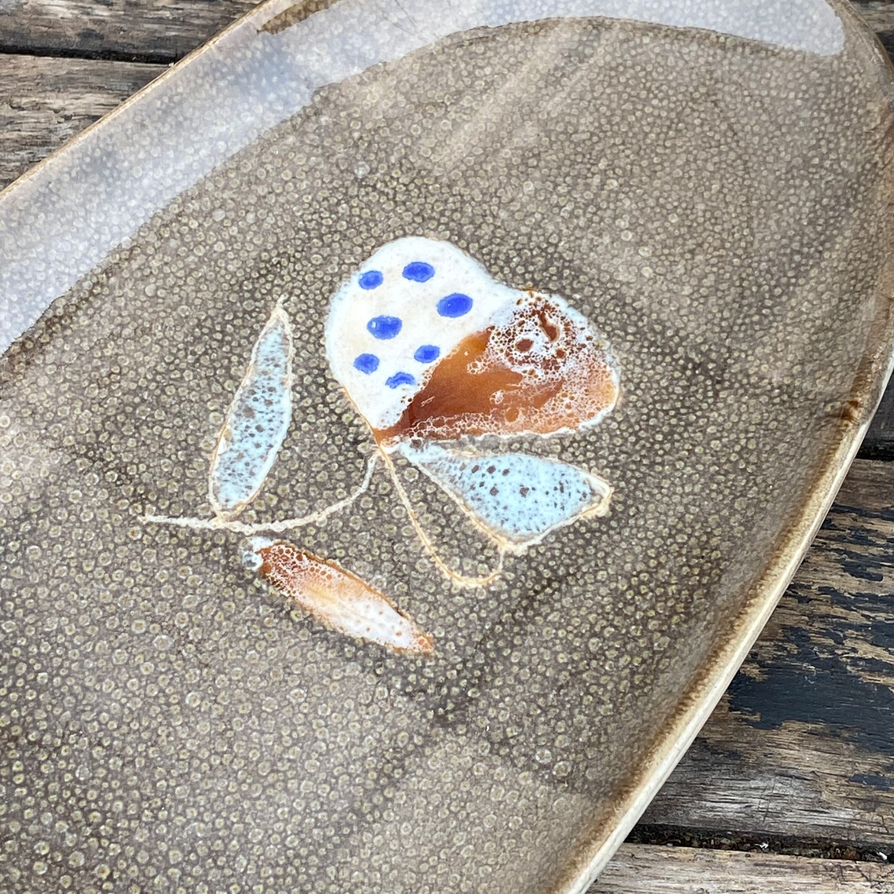 Set of 3  serving dishes-Faiencerie MBFA Pornic-Model Butterfly-70s