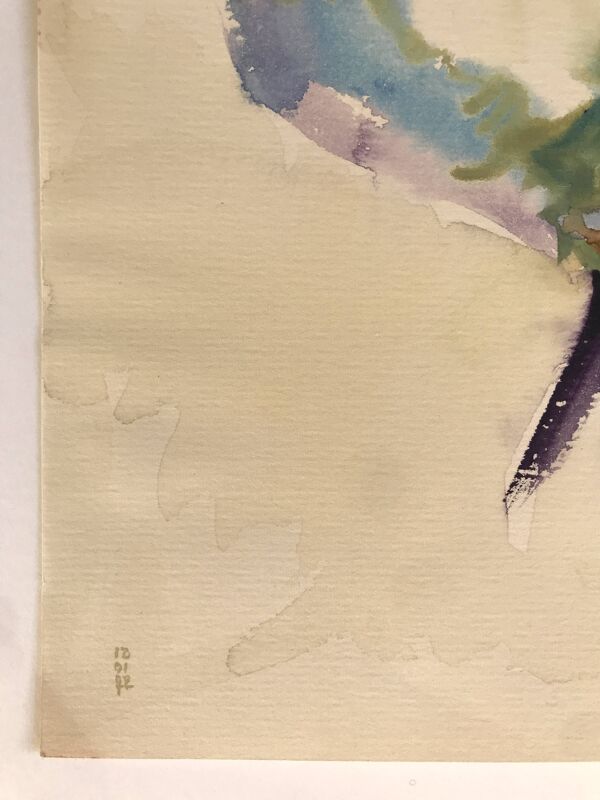 Aquarelle sur papier signée au pinceau Hervé Delatouche sans titre, 1972