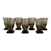 Set of 7 small wine glasses in smoked glass design square feet art deco 30s-40s