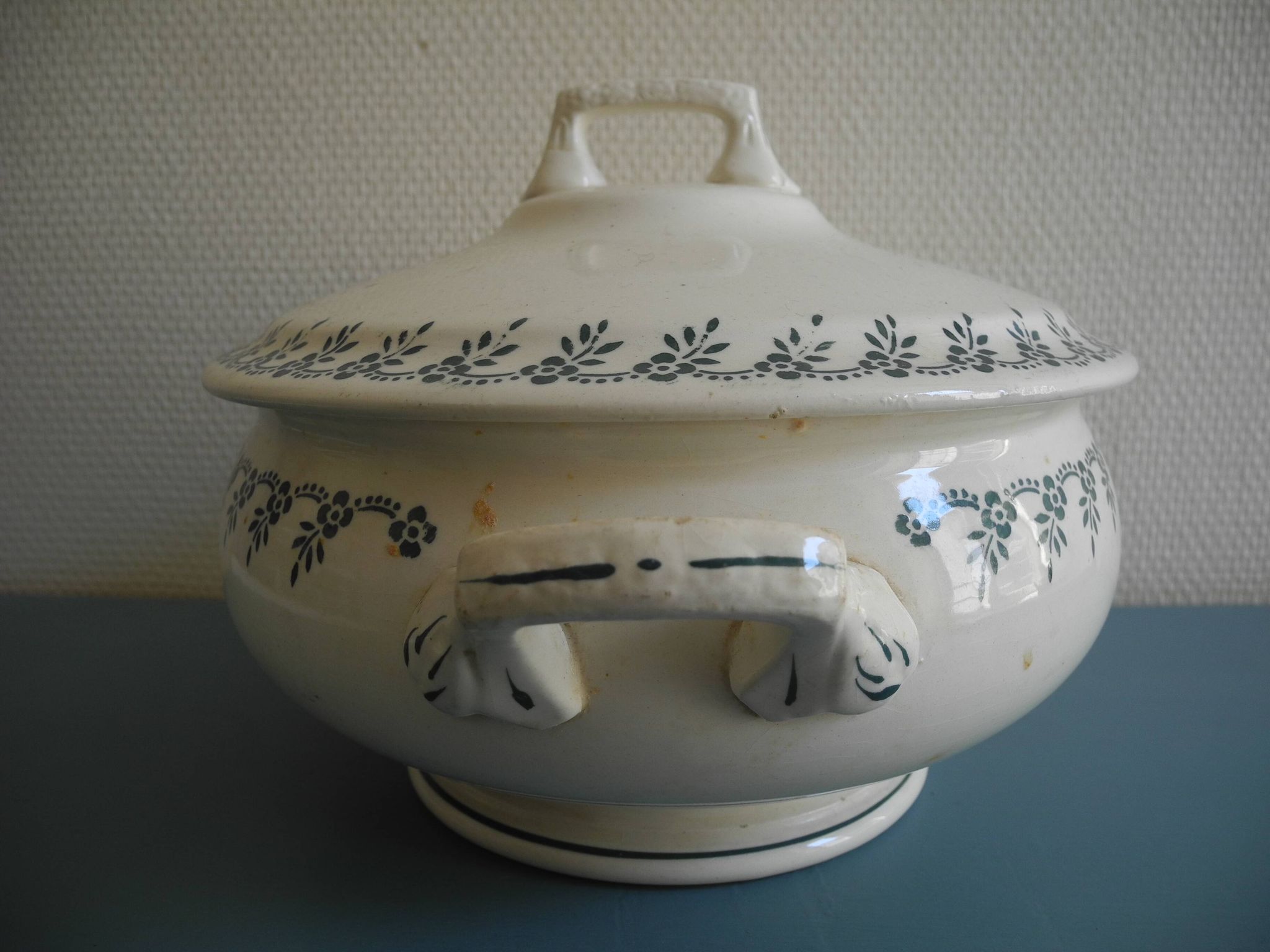 old vegetable soup tureen Terre Fer Choisy Roi antique French dish