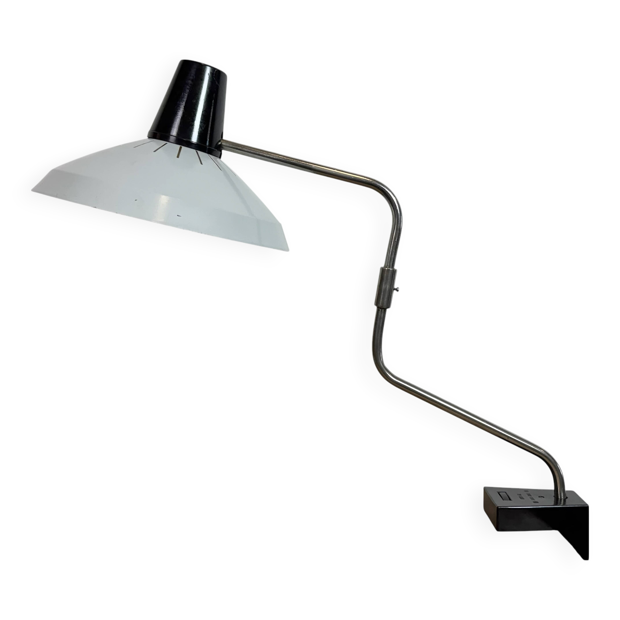 Lampe de bureau industrielle grise d'Elektrosvit, années 1970