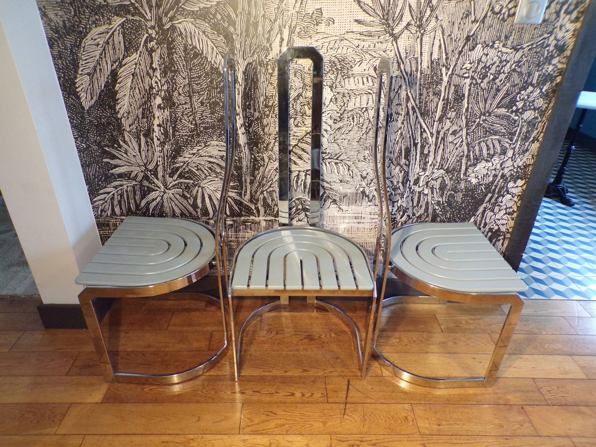 Set 3 chaises repas Allmilmö métal chromé