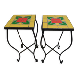Ensemble vintage de 2 tables d’appoint avec carrelage années 1960