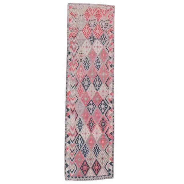 1960s Vintage Turkish Hand-Knotted Retro Runner 87x311