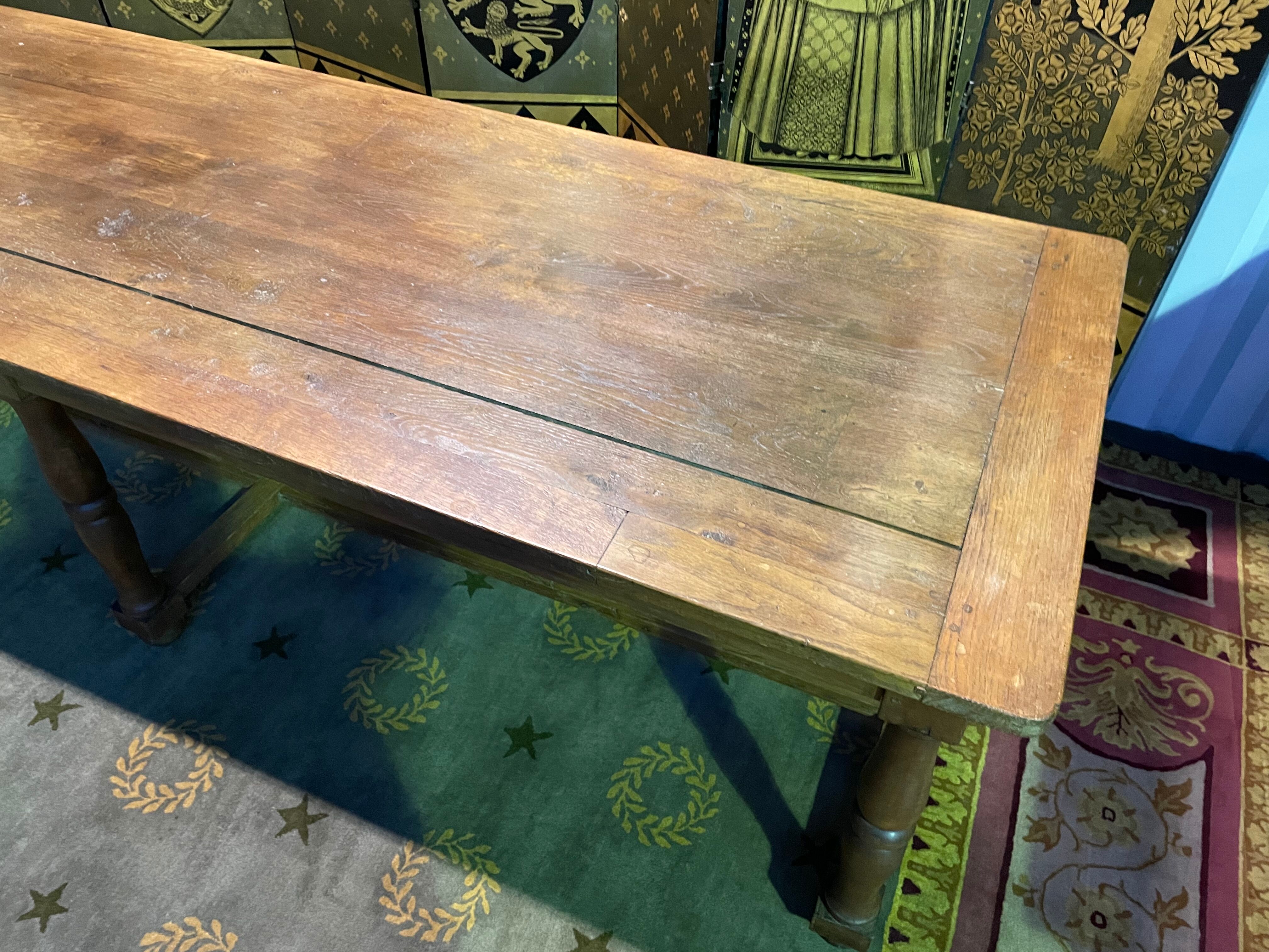 Louis XIII style oak farmhouse table