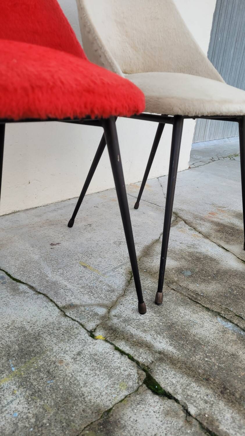 Pair of vintage "Moumoute" chairs -1950s