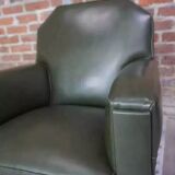 Art Deco club armchair in skai and wood