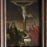 Christ on the cross, oil on copper, 17th century