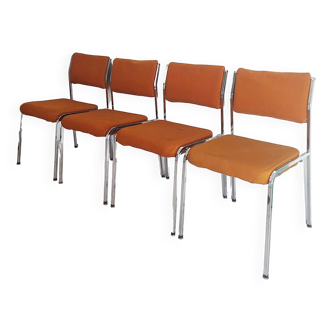 4 chaises orange 70's