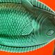 Green fish service Sarreguemines 1950s in new condition.