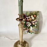 Metal and wood lamp base, 2M braided fabric cable.