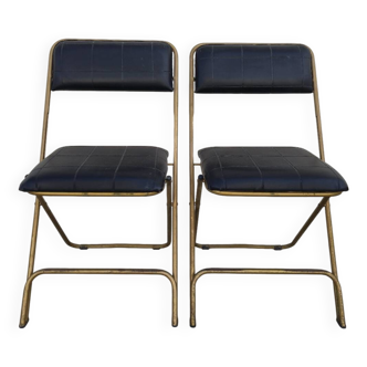 Paire de chaises noir pliante Lafuma vintage 1950s