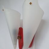 Three vintage rockabilly red plastic wall lights