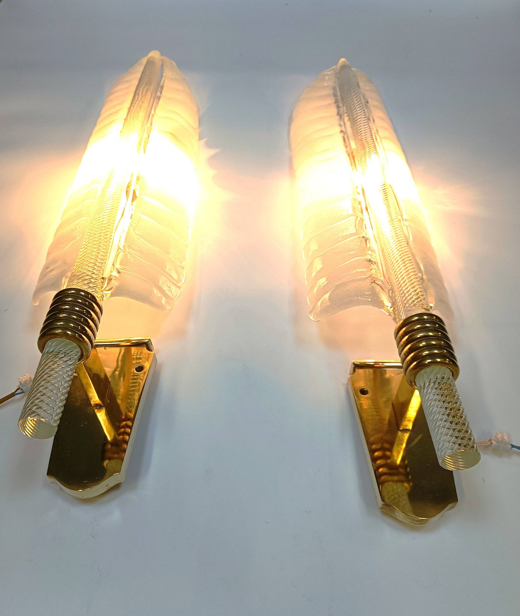 Pair of large wall lamps by Andre Arbus & Veronese, 1950s