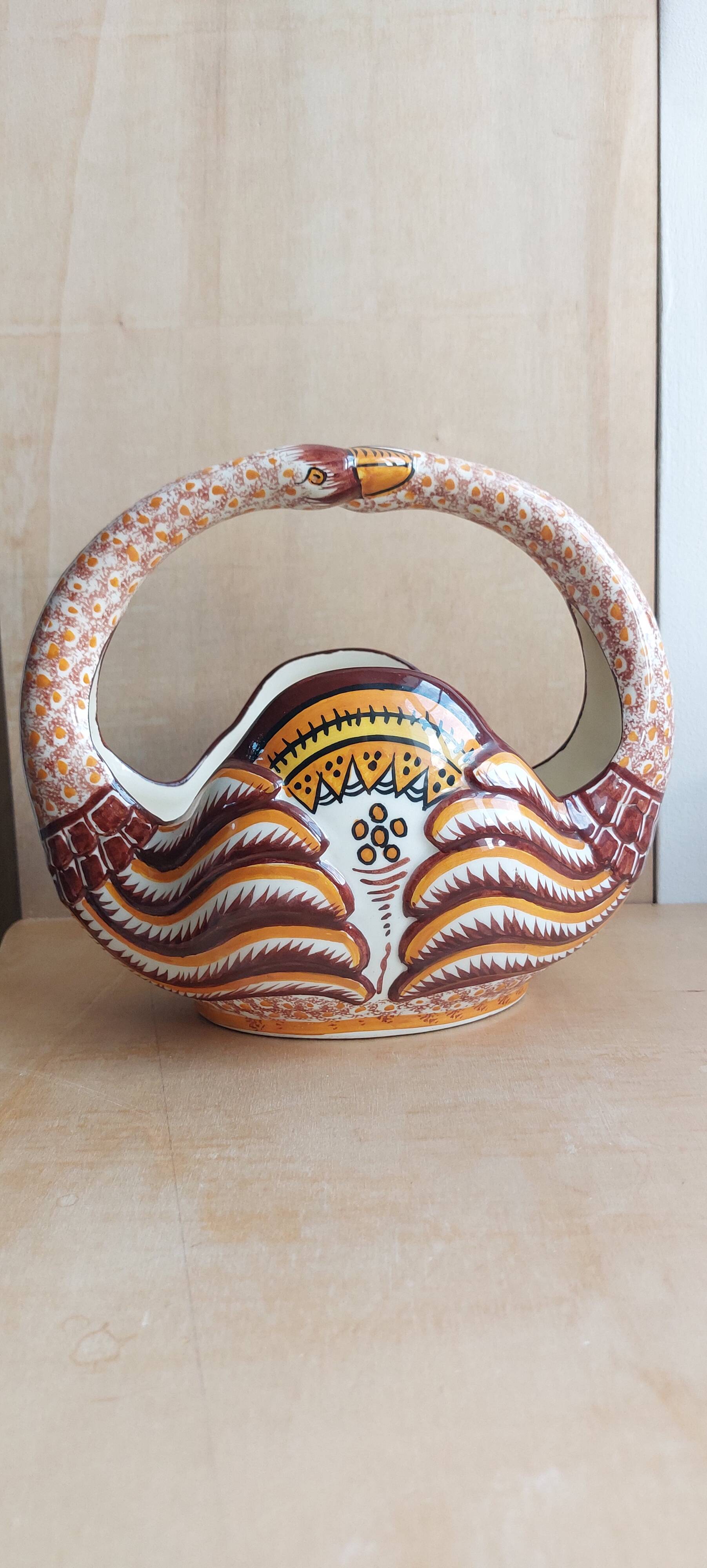 Vintage earthenware basket for Henriot Quimper