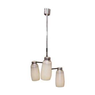 Lampe suspendue chromée du milieu du siècle par Drupol, Tchécoslovaquie années 1960