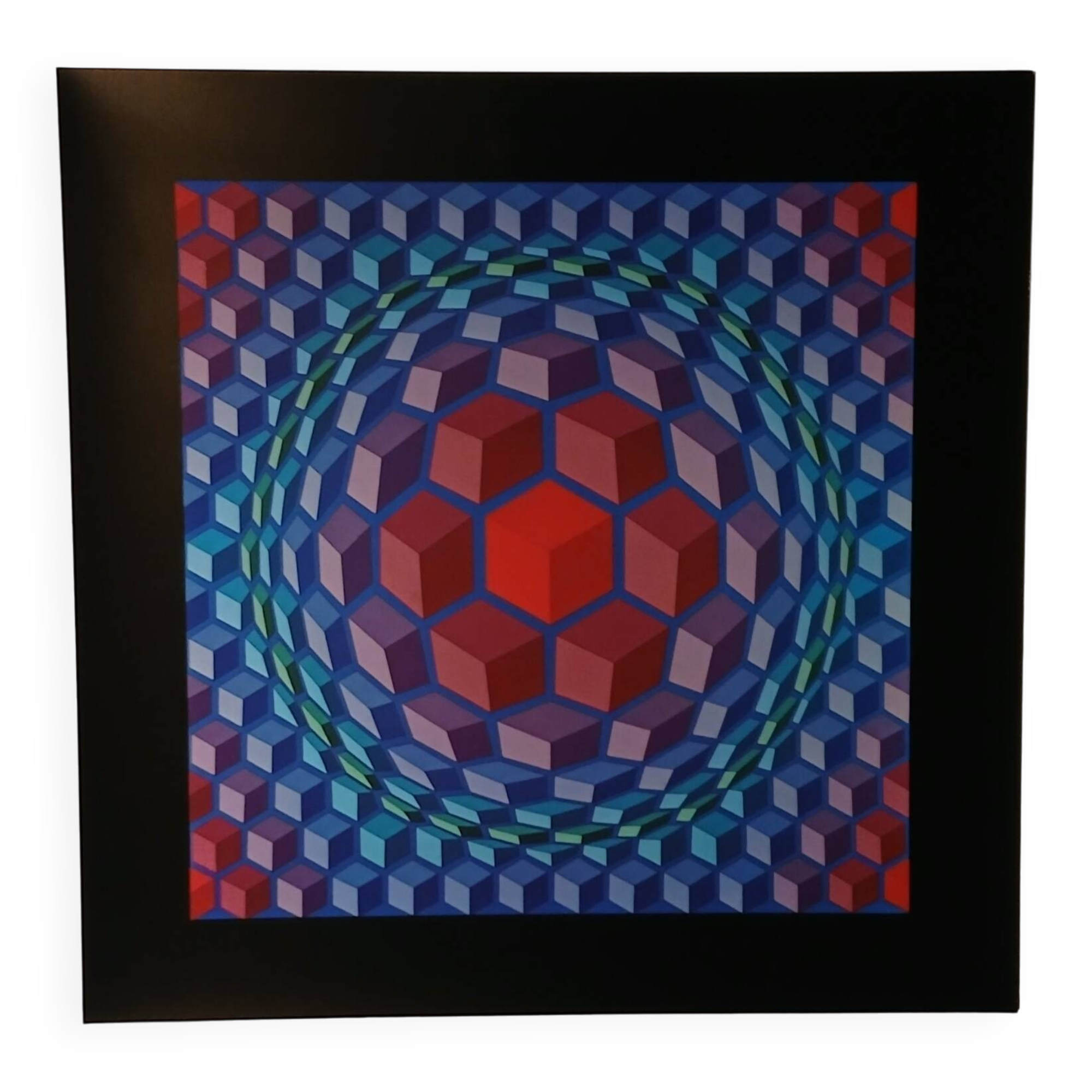 Plate by Victor Vasarely – "Universal Structure of the Hexagon" – Op A