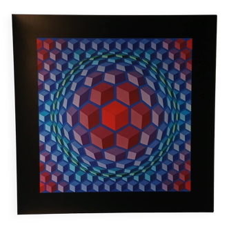 Plate by Victor Vasarely – "Universal Structure of the Hexagon" – Op A