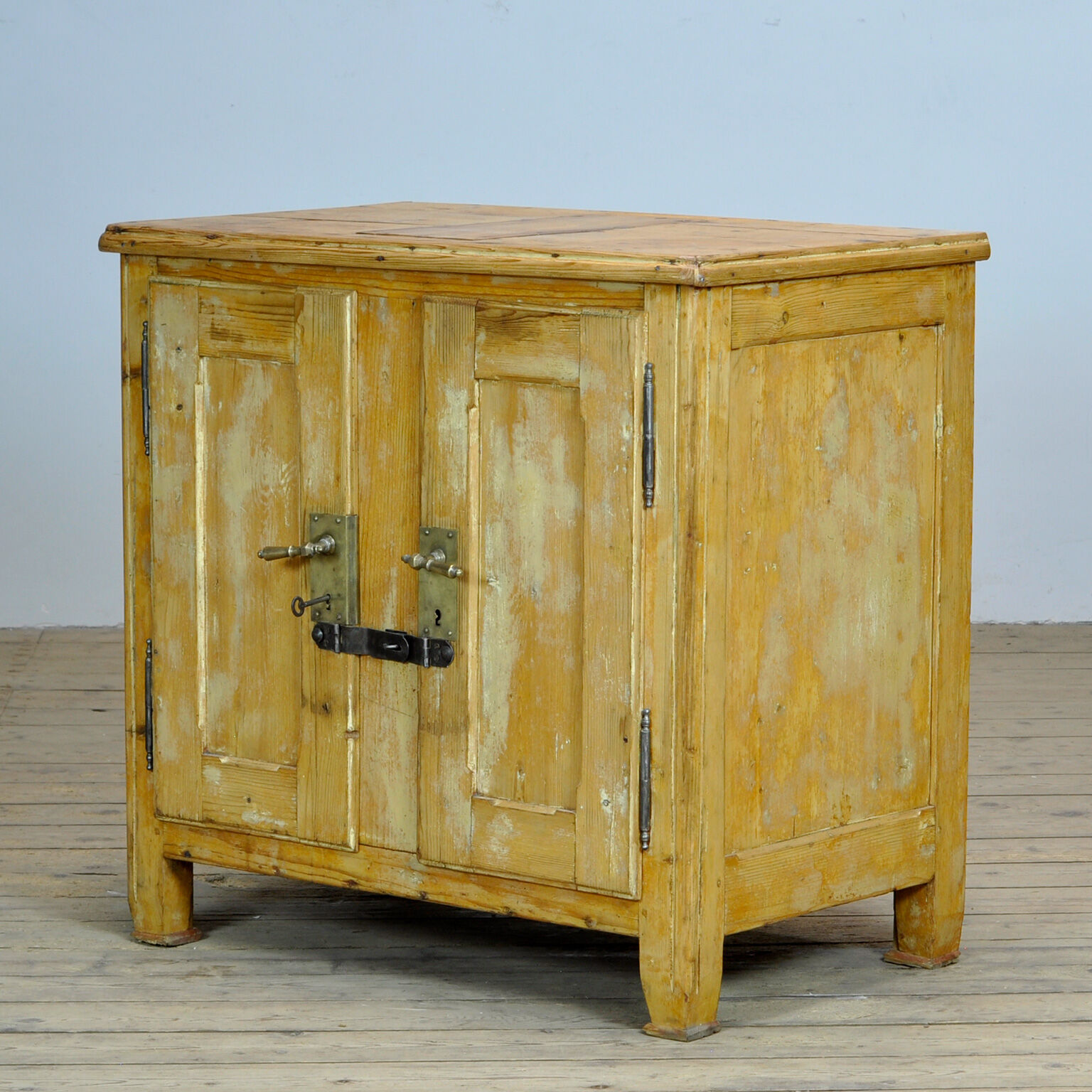 Rustic european pine ice cabinet, circa 1910