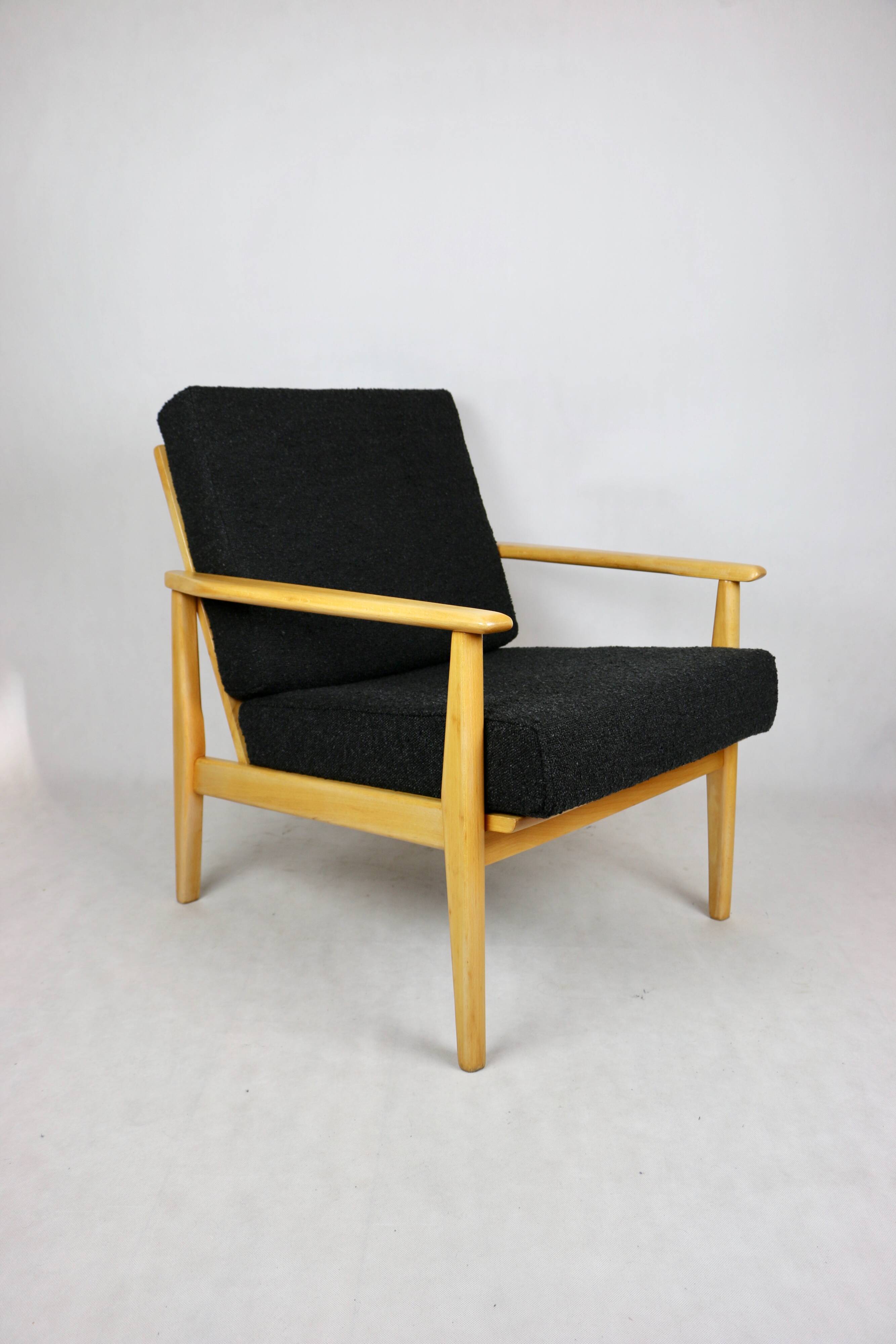 Fauteuil boucle noir danois, 1970s