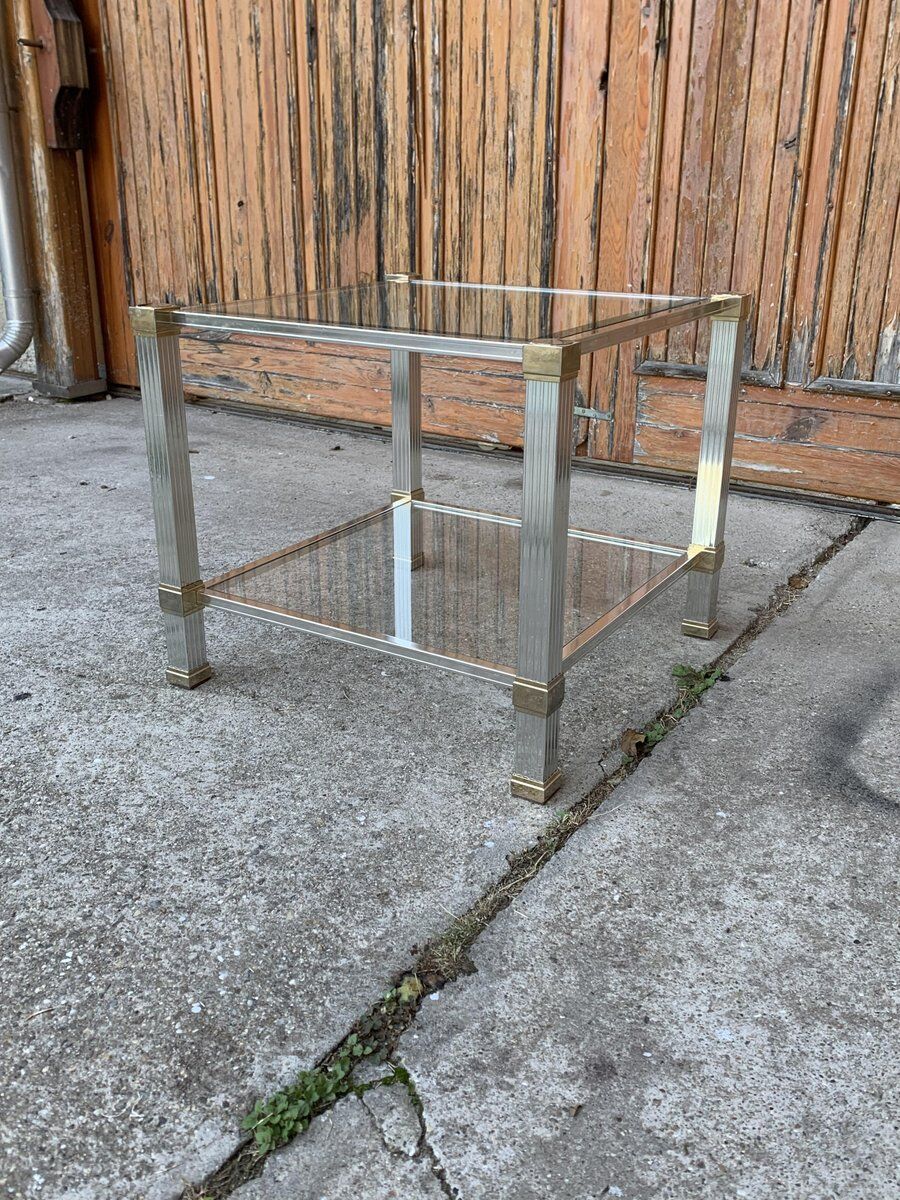 Vintage Brass and Chrome Coffee Table by Pierre Vandel, Paris, 1970s