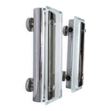 Pair of vintage 1960s metal and glass wall lamps, Italian design