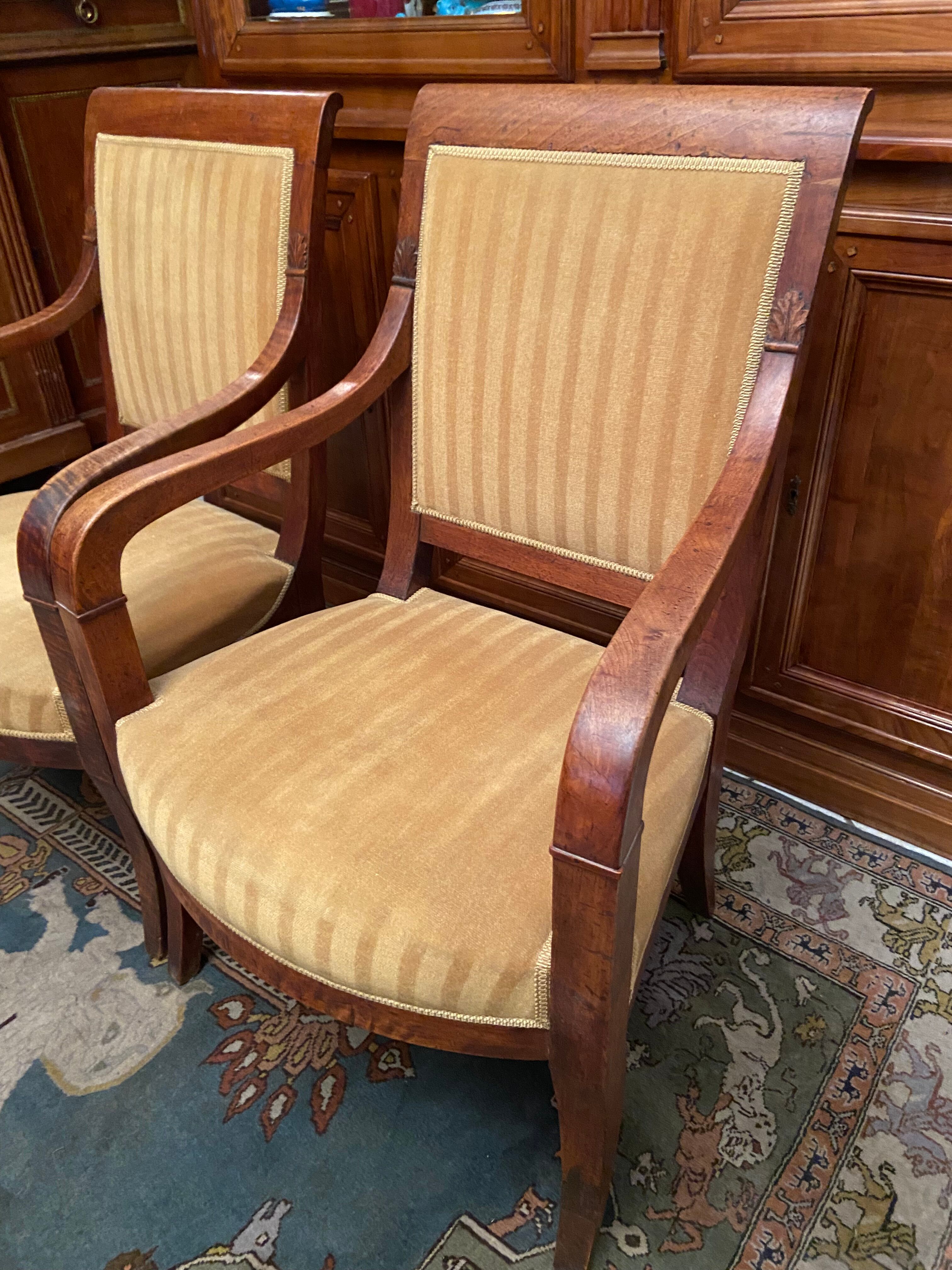 Pair of XIXth armchairs in solid walnut