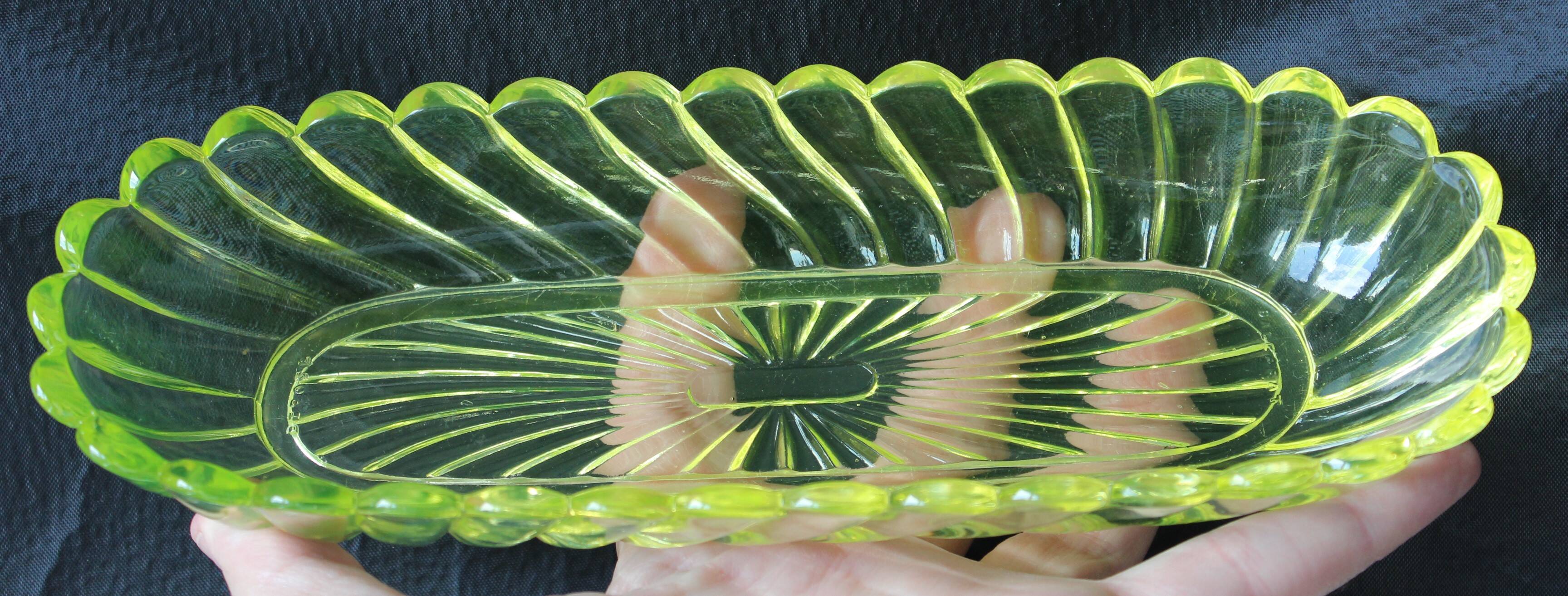 Old crystal comb holder dish signed baccarat yellow tors bamboo model