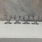 4 vintage stainless steel spiral egg cups 1970