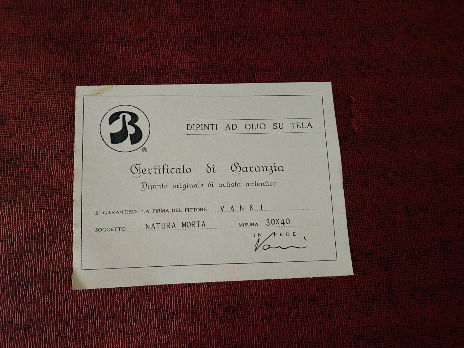 Still life painting signed Vanni