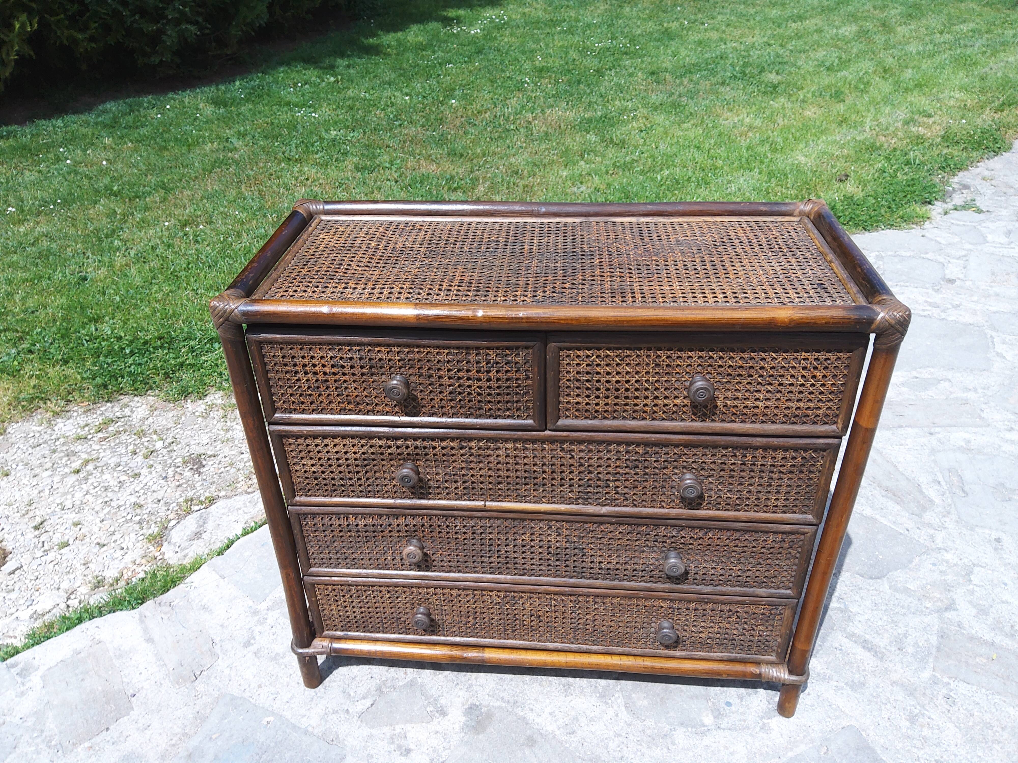 Rattan chest of drawers