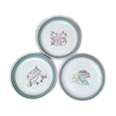 Set of 3 Earthenware Plates by Jean Lachaud HB Quimper Fishing Service