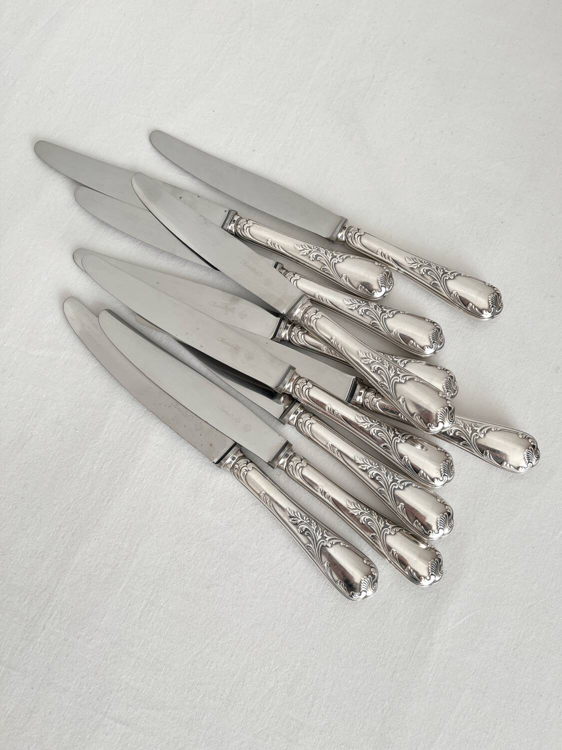 10 Christofle silver-plated “Marly” model table knives