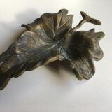Empty pocket or ashtray leaf in old bronze