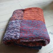 Plaid en patchwork tricoté main