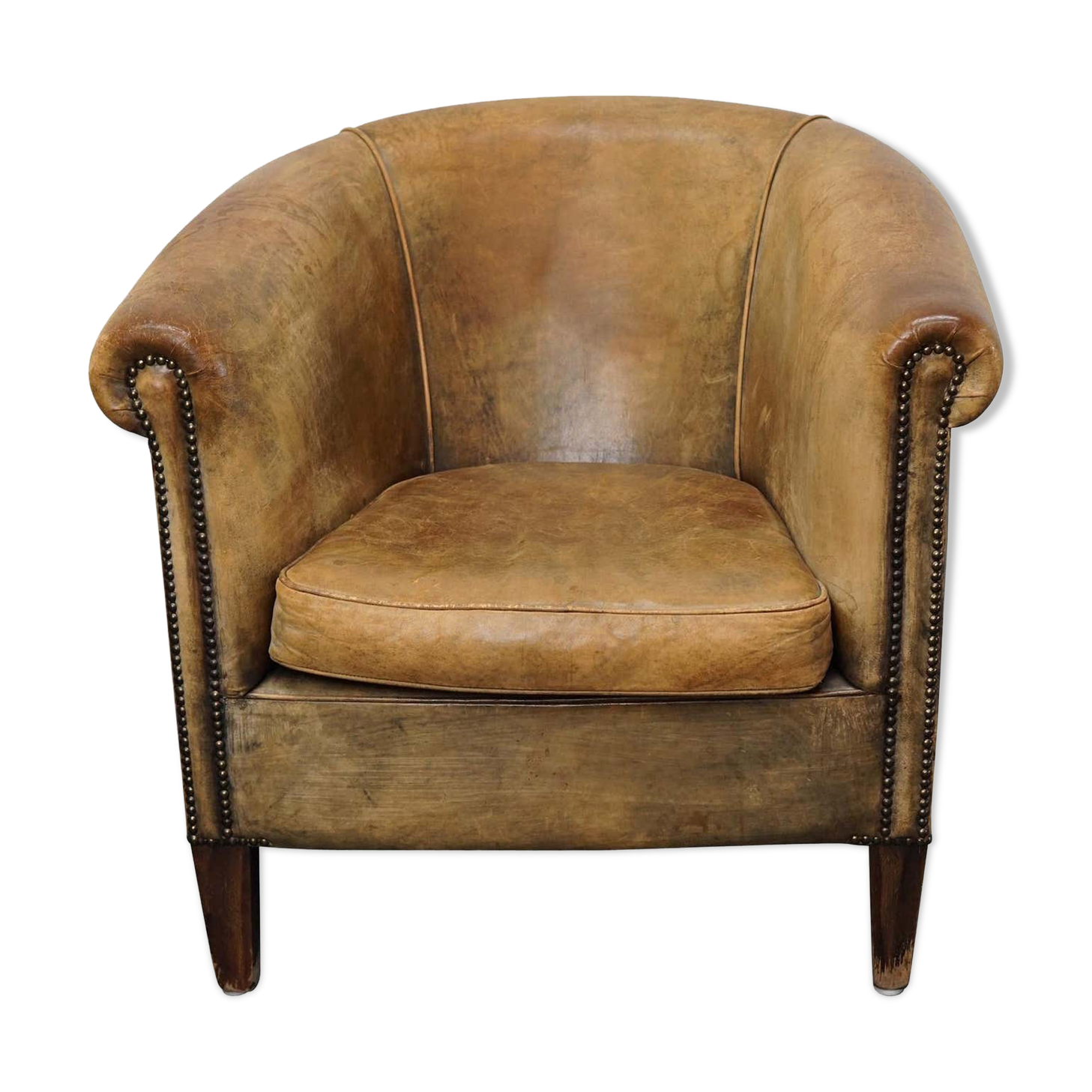 Vintage club chair in cognac-coloured leather Netherlands