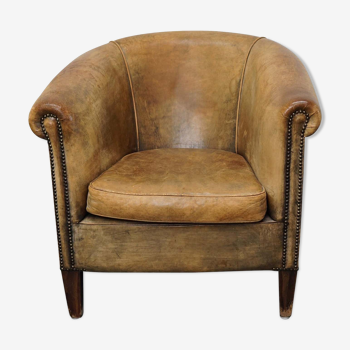 Vintage club chair in cognac-coloured leather Netherlands