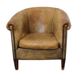 Vintage club chair in cognac-coloured leather Netherlands