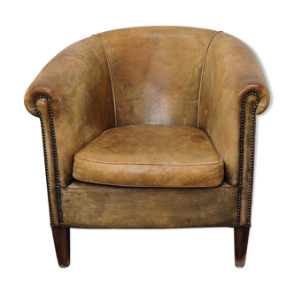 Vintage club chair in cognac-coloured leather Netherlands