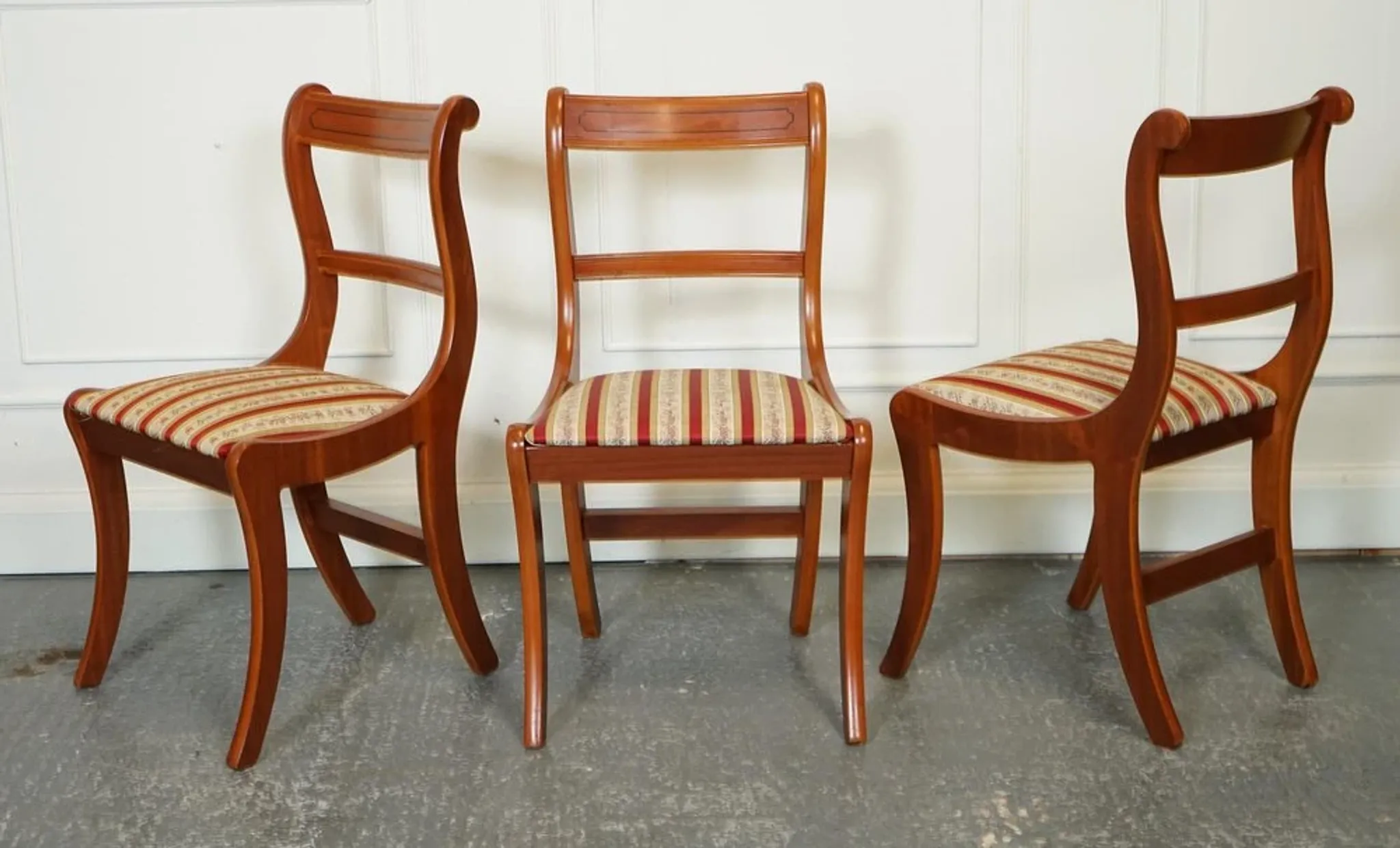 Vintage Yew Wood Dining Chairs, Set of 8