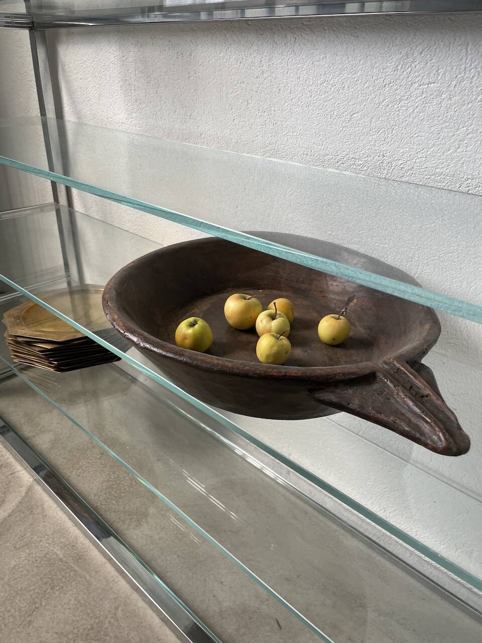 Pair of chrome and glass shelves from the 70s