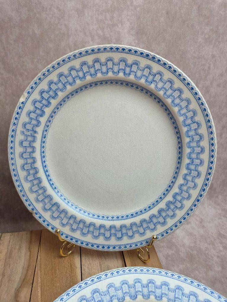 Set of 4 antique English flat plates B.p.w.&m. Milan – Ironstone