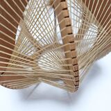 Scandinavian design pendant lampshade 70s 1970s vintage in wood and wire