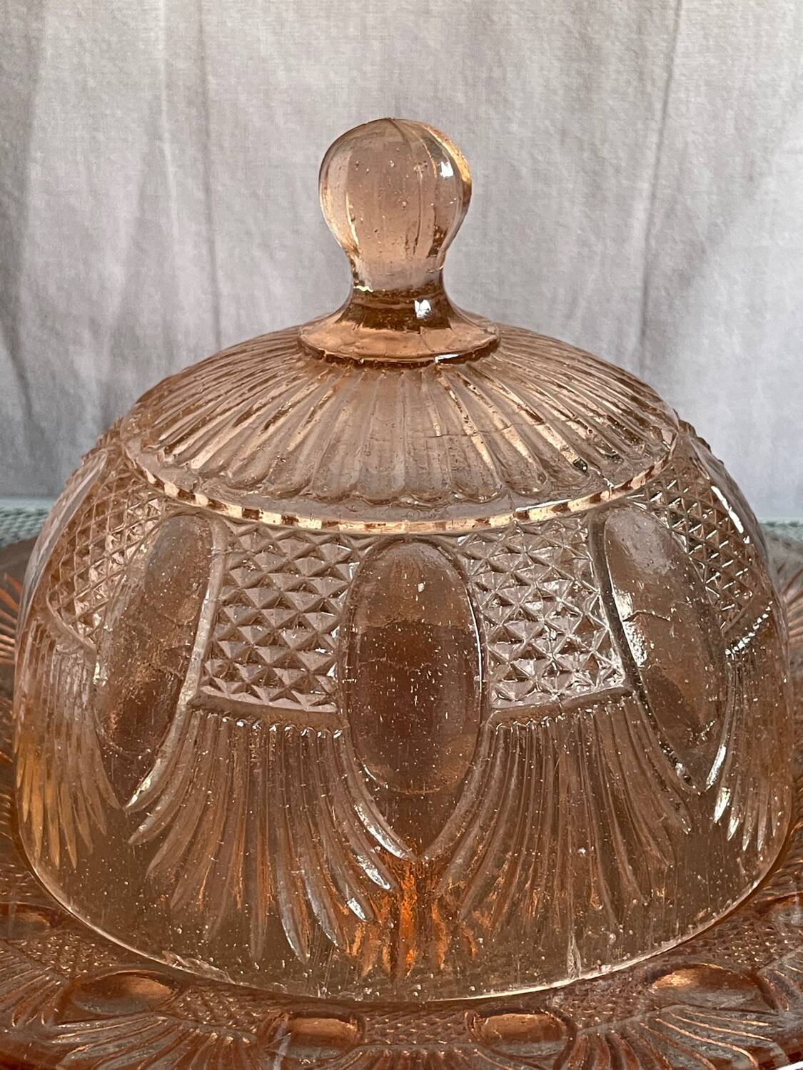 Pink bell, vintage glass, Jeannette