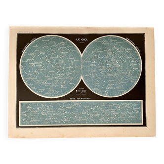 Carte-lithographie sur le ciel - 1900