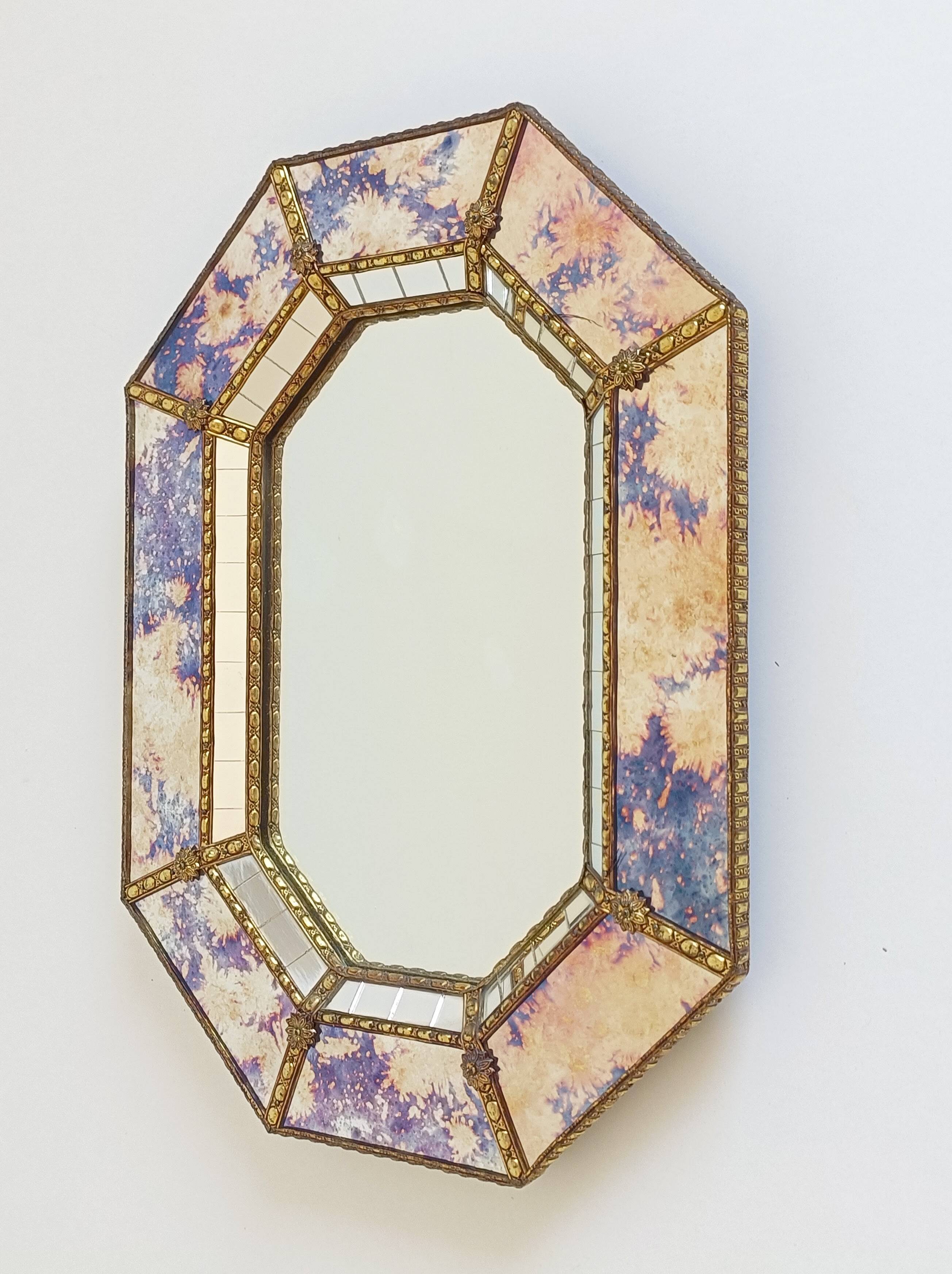 Venetian Modern Octagonal Wall Mirror, Handcrafted in Spain, Dated 1989