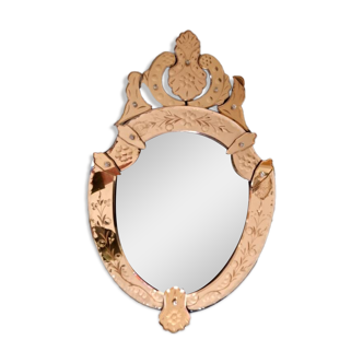 Miroir rectangulaire vénitien dit de Venise en verre coloré