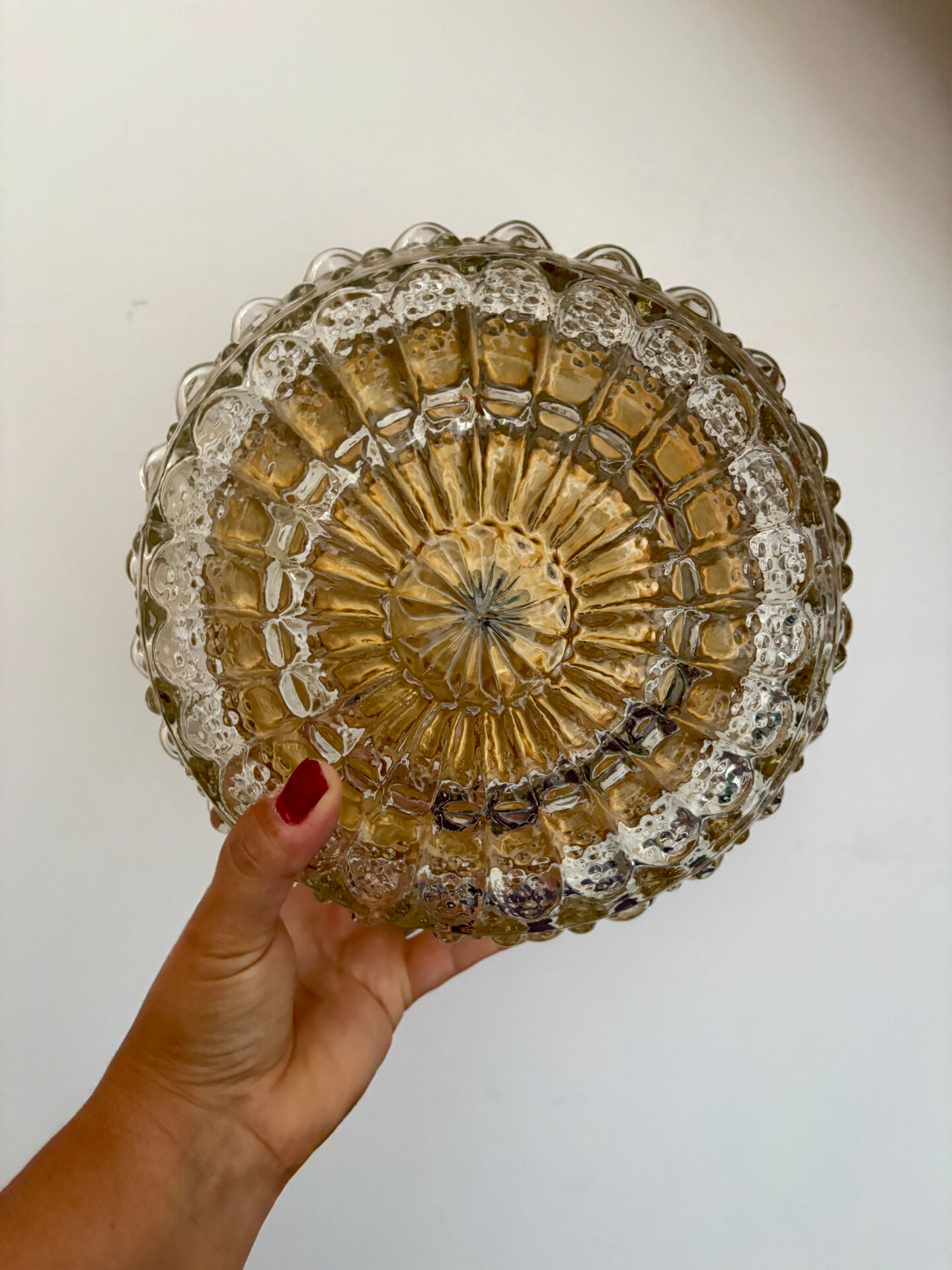 Vintage glass moulded globe wall or ceiling light.