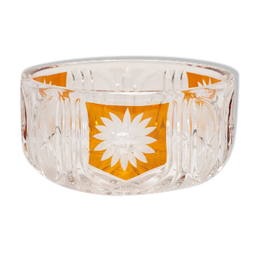 Vintage mid-century yellow crystal sugar bowl, Italy, 1960s.